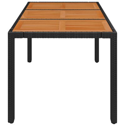 vidaXL dārza galds, koka virsma, melns, 150x90x75 cm, PE rotangpalma
