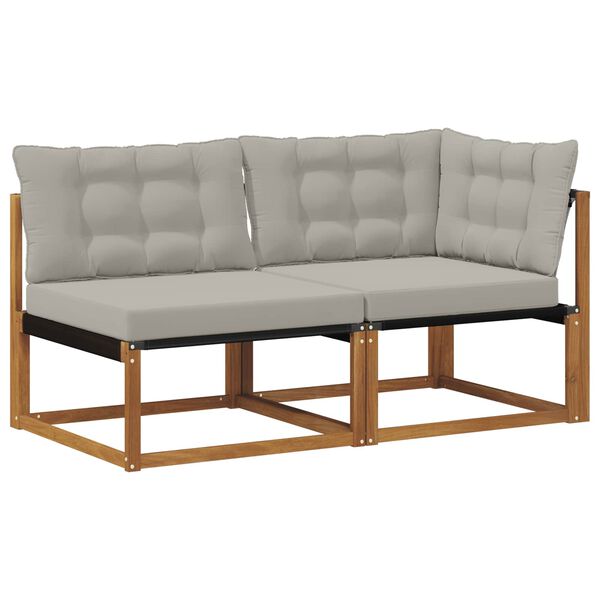 vidaXL Āra vidējais un stūrī eso&scaron;s dīvāns ar spilvenu 2 Gabals Dabiska