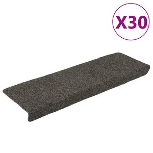 vidaXL kāpņu paklājiņi, pa&scaron;līmējo&scaron;i, 30 gab., 65x21x4 cm, antracīta krāsā, taisnstūrveida mala