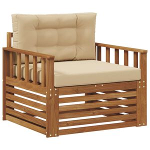 vidaXL Āra dīvānu komplekts Cieta akācijas koks un poliesters Dabiska