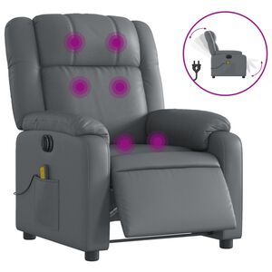 vidaXL elektrisks masāžas krēsls, atgāžams, pelēka mākslīgā āda