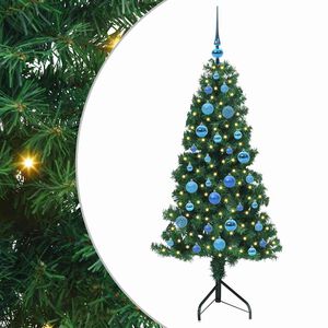 vidaXL Stūra mākslīgais Ziemassvētku koks Zaļa 150 cm PVC un metāls
