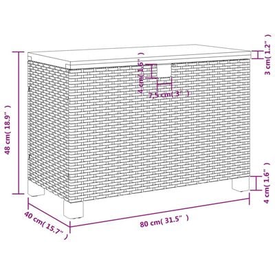 vidaXL dārza uzglabāšanas kaste, melna, 80x40x48 cm, PE rotangpalma