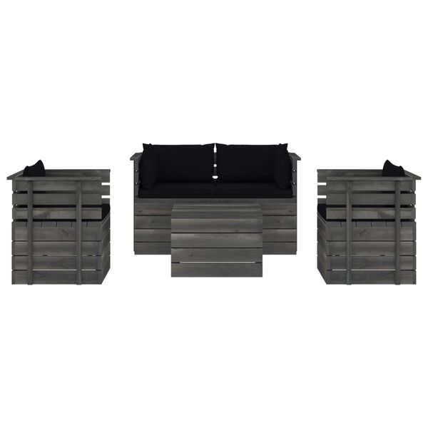 vidaXL 5-daļīgs dārza pale&scaron;u mēbeļu komplekts ar matračiem, priede