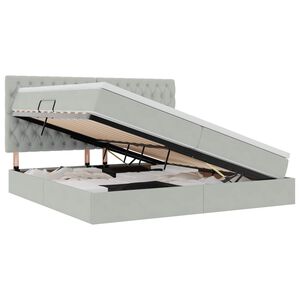 vidaXL Gulta ar uzglabā&scaron;anas vietu un LED Gai&scaron;i pelēks 200 x 200 cm