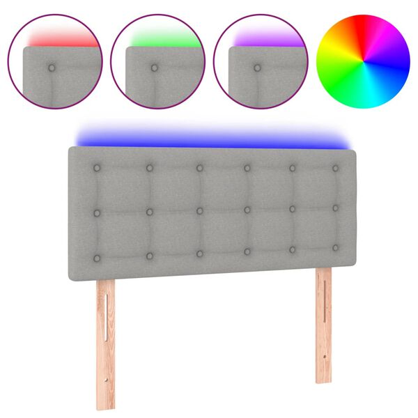 vidaXL gultas galvgalis ar LED, 90x5x78/88 cm, gai&scaron;i pelēks audums