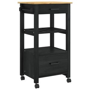 vidaXL Virtuves ratiņ&scaron; MONZA Melns 48 x 40 x 88,5 cm Cieta priede