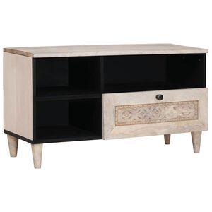 vidaXL Televizora skapī&scaron;a ar plauktu Balts izbalināts 80 x 33 x 46 cm