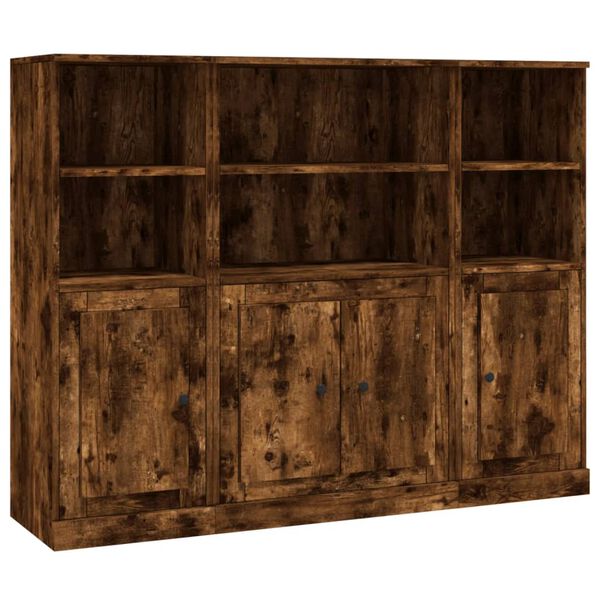 vidaXL augstie skapji, 3 gab., ozolkoka krāsā, inženierijas koks