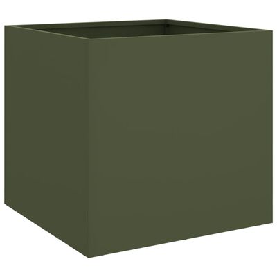 vidaXL puķu kaste, olīvzaļa, 42x40x39 cm, auksti velmēts tērauds