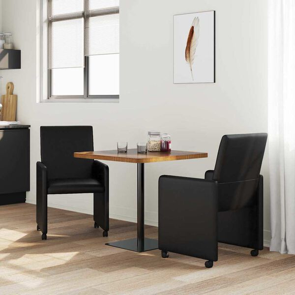 vidaXL Ēdamgalda krēsli ar ritenīšiem 2 pcs Melna 57 x 66 x 94 cm
