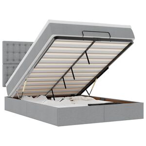 vidaXL Osmaņu gultas rāmis ar matrača gai&scaron;i pelēks 140x200 cm audums