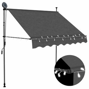 vidaXL izvelkama markīze ar LED, manuāla, 200 cm, antracītpelēka