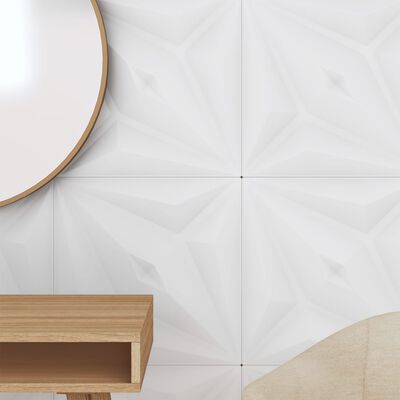 vidaXL sienas paneļi, 48 gab., balti, 50x50 cm, EPS, 12 m², zvaigzne