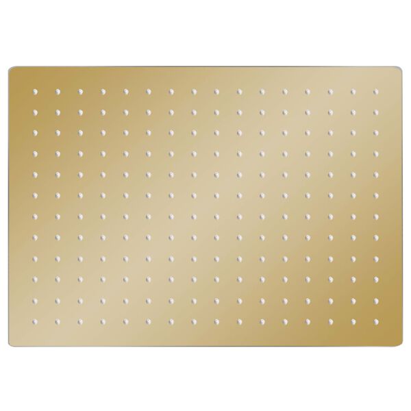 vidaXL lietus du&scaron;as galva, 40x30 cm, taisnstūra, tērauds, zelta krāsā