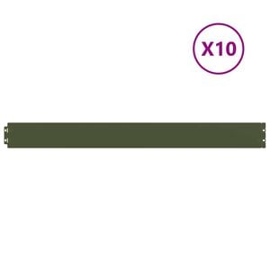 vidaXL zāliena apmales 10 gab Olive Green Auksti velmēts tērauds