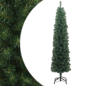 vidaXL mākslīgā Ziemassvētku egle ar statīvu, &scaron;aura, zaļa, 210 cm, PVC