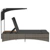 vidaXL divvietīgs sauļo&scaron;anās krēsls ar jumtiņu, pelēka PE rotangpalma