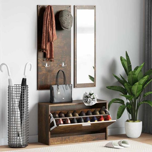 vidaXL apavu skapī&scaron;a komplekts, koka krāsa, inženierijas koks