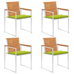 vidaXL dārza krēsli ar matračiem, 4 gab., akācijas masīvkoks