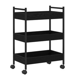 vidaXL Virtuves ratiņ&scaron; Melns ozols 50 x 30 x 70 cm Inženierijas koks