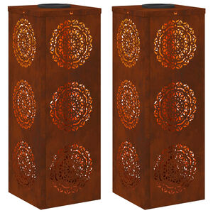 vidaXL Saules LED ceļa gaisma 2 gab. Silti balts 18 x 18 x 50 cm