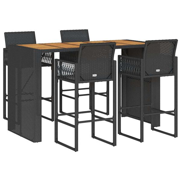 vidaXL 5-daļīgs dārza mēbeļu komplekts bez matračiem, PE rotangpalma