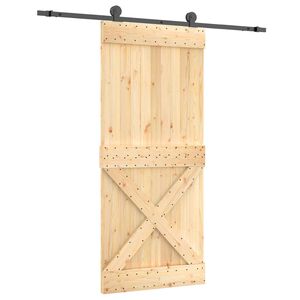 vidaXL Slīdo&scaron;ās durvis 90 x 210 cm Cieta priedes koks (neapstrādāts)
