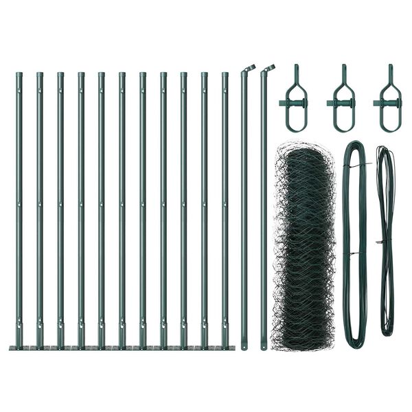 vidaXL Žoga āķis Zaļa 25 x 0,4 m (50 mm siets) Tērauds un PVC