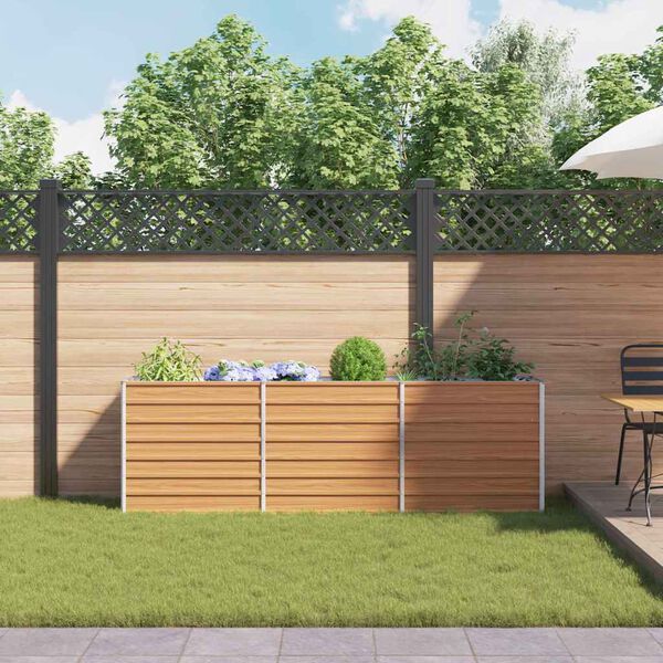 vidaXL augstā puķu kaste, 240x40x77 cm, cinkots tērauds, sudrabains