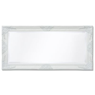 vidaXL baroka stila sienas spogulis, 100x50 cm, balts