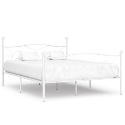 vidaXL gultas rāmis ar redeļu pamatni, balts, 200x200 cm, metāls
