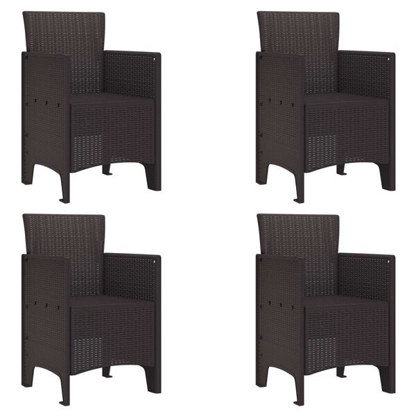vidaXL Dārza krēsls 4 pcs Brūna 53 x 49 x 85 cm PP