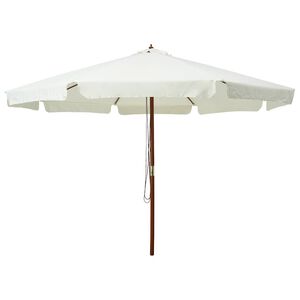 vidaXL dārza saulessargs ar koka kātu, 330 cm, smil&scaron;u balts
