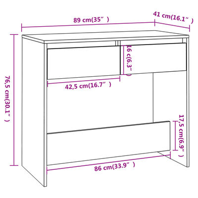 vidaXL konsoles galdiņš, melns, 89x41x76,5 cm, tērauds