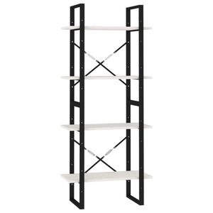 vidaXL 4-līmeņu grāmatu plaukts, balts, 60x30x140 cm, priedes koks