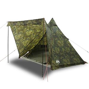 vidaXL ģimenes telts, tipi, 6 personām, kamuflāža, ūdensnecaurlaidīga