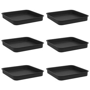 vidaXL Kvadrātveida ziedu paplāte 6 pcs Melna 15 x 15 x 2 cm Plastmasa