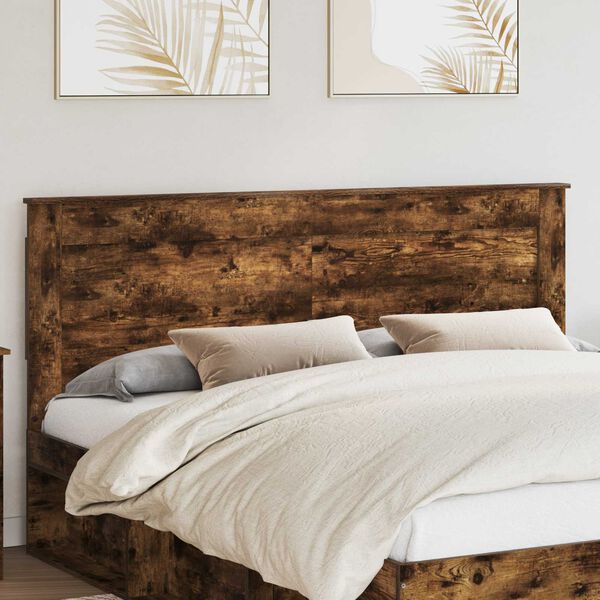 vidaXL Galvgalis ar galvas klāju Dūmaka ozols 200 cm Inženierijas koks