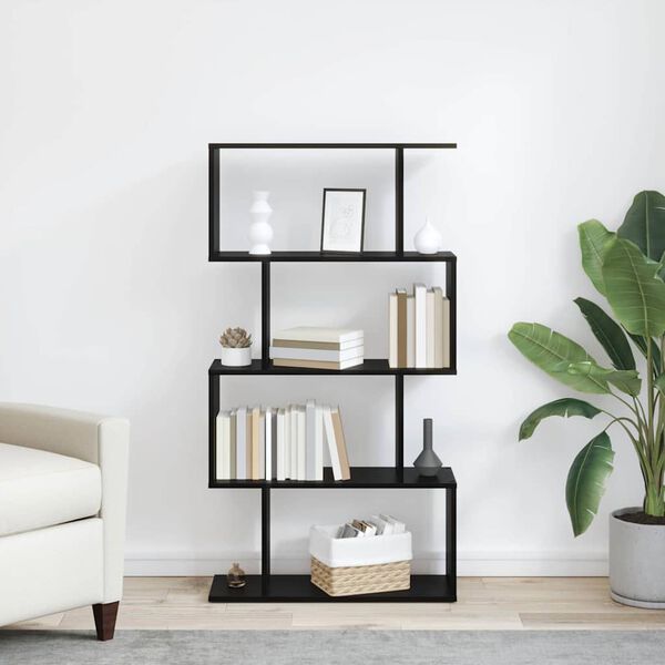 vidaXL Grāmatplaukts Melns ozolkoks 70 x 24 x 129 cm Inženierijas koks