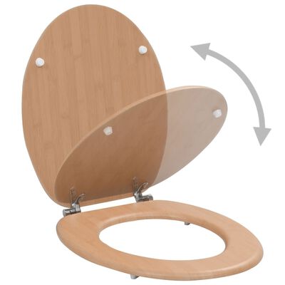 vidaXL tualetes poda sēdeklis ar vāku, MDF, bambusa dizains