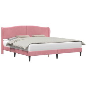 vidaXL Gultas rāmis ar galvas klāju Rozā 200 x 200 cm Samts
