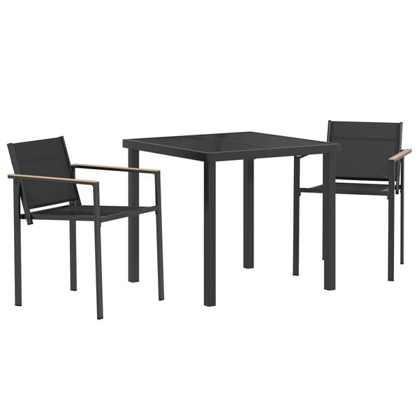 vidaXL Āra mēbeļu komplekts 3 pcs Melns un Anthracite 80 x 80 x 73 cm