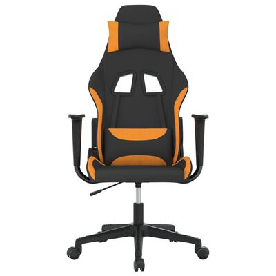 vidaXL masāžas datorspēļu krēsls, melns un oranžs audums