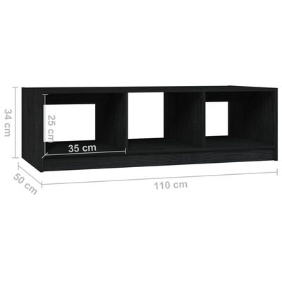 vidaXL kafijas galdiņš, melns, 110x50x34 cm, priedes masīvkoks