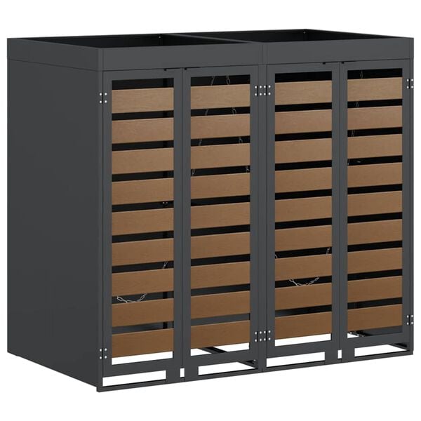 vidaXL Ratiņu tvertņu glabāšana 3 tvertņiem Antracīts