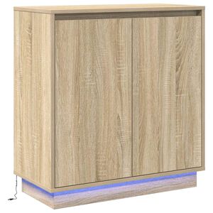 vidaXL LED sānu galds Sonomas ozols 71 x 34,5 x 75 cm