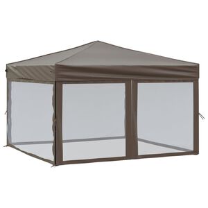 vidaXL saliekama nojume ar sienām, pelēkbrūna, 3x3 m