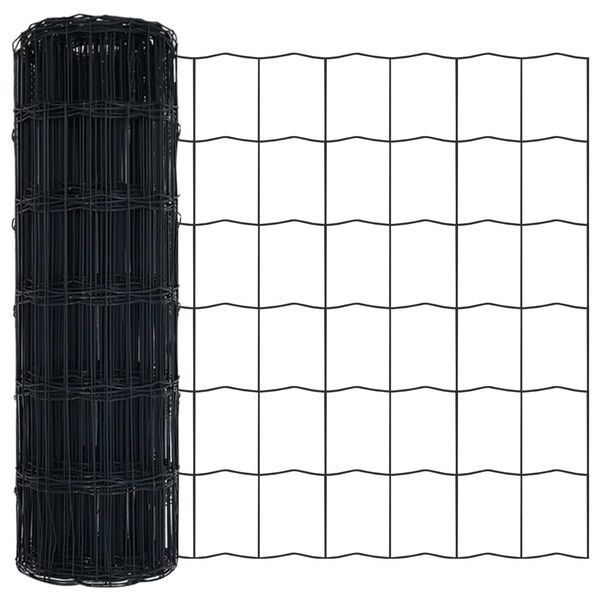vidaXL Eiropas žogs Pelēka 0,4 x 10 m PVC pārklāts dzelzs