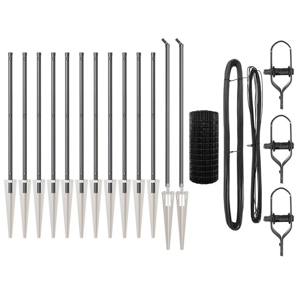 vidaXL Žogs ar stabu Pelēka 0,6 x 25 m Tērauds un PVC